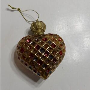 Elegant Gold and Red Heart Ornament